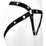 Male Anti-Off Chastity Cage Strap, Chastity Device Penis Cage Accessories, Pu Auxiliary Elasticity Belt With Scrotum Cock Rings, Three Way Elastic Band Bondage Belt Sex Toys For Men Gay (Black)