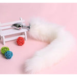 Animal Tail Anal Plug Sexy Fox Cat Dog Tail Cosplay Anal Plug Adult Erotic Sex Toys Flirting Anal Butt Plug Fluffy Tail Butt Plug Roleplay (White)