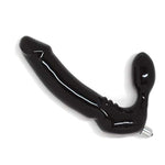 Extra Thick Strapless Double Dildo with Harness-Free Design and Black Color, 5.75 x 1.75 Inches in Size, Includes Vibrator with Alkaline Battery