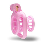 Nylon Fish-Trap-Shaped Negative Chastity Cage, Small Waist Cylinder 3D Inverted Locked Cock Cage Male Set Sex Toy Adult Penis Bdsm Bondage Sissy Chastity Device For Men (Pink+ Cage Strap)