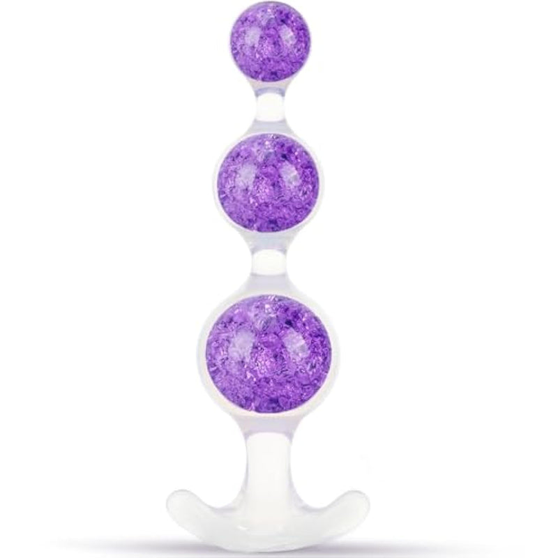 7.48'' Crystal Silicone Anal Beads,Dual Layer Large Butt Plug Adult Sex Toys,Graduated Glass Anal Plugs Soft Anal Trainer For Women Men Couple Gay (Purple)