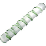 Double Ended Crystal Dildo Butt Plug - Glass Pleasure Wand With Raised Swirl Texture - 7 Inch G Spot Stimulator For Men Women