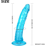 8.1 Inch Big Realistic Dildo With Powerful Suction Cups, Soft Lifelike Beginner Sex Toy For Female/Male/Gay, Female (Blue, M)
