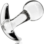 Glass Anal Plug With Curved Based For Comfortable Long Term Wear Transparent Butt Plug Prostate Massager Sex Toy With Long Stem For Women Men Masturbation