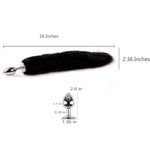 Gray and White Fox Tail Butt Plug for Beginner Couples - Premium Stainless Steel Anal Toy