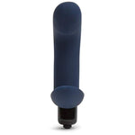 Booty Buddy Vibrating Butt Plug - 4 Inch Silicone Anal Plug With Removable 7 Function Bullet Vibrator - Smooth Curved Tip - Waterproof - Blue