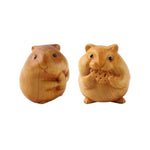2 Pcs Cute Foodie Hamster Wooden Ornaments for Home & Office Decor