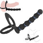 Anal Toys Anal Beads Dual Penetration Cock Ring, Couples Sex Toys Double Anal Dildo Strap On For Anal Play Pleasure & Vaginal Stimulation, Silicone Butt Plug Anal Hook Trainer With Penis Ring