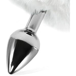 Rabbit Tail Anal Plug Sex Toys With 2 Replaceable Anal Plugs Silicone/Metal Tail Anal Plug Butt Plug Cute Sexy Cosplay Anal Tail Anal Sex Toys For Women Men Couple Furry Butt Plug (White)