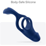 App-Controlled Vibrating Silicone Double Cock Ring - Men'S Erection Aid & Couples Pleasure Toy, Adjustable Vibration Patterns, Safe Silicone, Blue