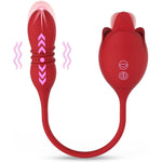 3In1Rose Sex Toys Dildo Vibrator, Adult Toys Female Sex Stimulators With 10 Tongue Licking & 5Thrusting G Spot Vibrators,Anal Sex Toy Clitoral Nipple Stimulation For Women, Man Couples Vibrator