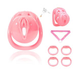 Sissy Chastity Cages Male Sex Toys Very Realistic Cock Cage With 4 Different Rings Breathable Lightweight Resin Penis Cage Chastity Device With Micro Lock For Men'S Penis Bondage (L,B)