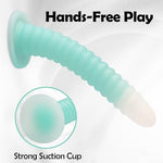 7.8 inch Silicone Dildo Soft Anal Dildo with Strong Suction Cup for G Spot Vaginal Anal Sex Stimulation, Beginner Fantasy Slim Dildos for Women Men, Ribbed Adult Sex Toys for Couples Gay Les (Cyan)