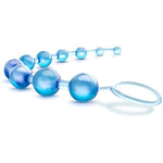 Basic Beads - 12 Inch Non Porous Body Safe Anal Beads - Graduated Anal Chain Beads Up To 1" Maximum Width - Beginners Anal Play Toys For Men Women Couples - Clear Blue