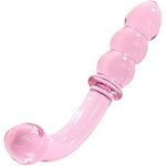 Glass Pleasure Wand, Bent Graduate Crystal Dildo Double Ended Anal Beads Butt Plug For G-Spot Stimulation