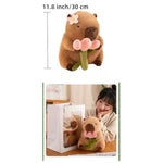 11.8 Inch Capybara Plush Toy Pillows With Happy Birthday Hat Bow Soft Capibara Stuffed Animals Plushies Toys Kids Party Decoration Gifts (Flower Style)