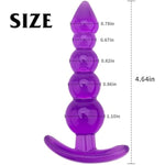 2Pcs Jelly Crystal Anal Plug Five Beads Anal Butt Plug Set With Anchor Base