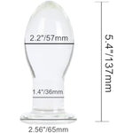 Huge Head Long Neck Glass Butt Plug, Clear (Medium)