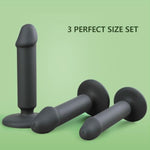 Anal Plug Pack Of 3 Anal Toys, Butt Plug Trainer Kit For Men Women For Beginners, Advanced Users, Silicone Black Anal Dildo Training Kit Sex Toys For Couples