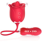 Rose Toy Vibrator For Woman,3 In 1 Clitoral Stimulator Tongue Licking Vibrator With Thrusting Vibrating Egg,G Spot Adult Sex Toy,Clitoral Vibrator Dildo Stimulator With 10 Modes