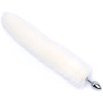 2Pcs Multi-Function Fox Tail Fur Bunny Tail Anal Butt Plug Sex Toys For Couples Adults Cospaly Role Play Stainless Steel Plug (White)