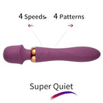 Dual-Ended Dildo Vibrator Wand, Sex Toys Women, 10 Vibration Patterns, Powerful Quiet Motor, Adult Sex Toy, Cordless & Waterproof Massager Solo & Couple Clitoral Nipple Weight Toys-Purple