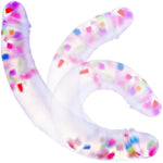 12.2*1.7 Inch Double Ended Confetti Dildo For Women, Soft Liquid Silicone Realistic Long Anal Double Sided Dildo Clear With Veins, Large Big Wide Double Ended Clear Dildo Shower Sex Toys For Lesbian