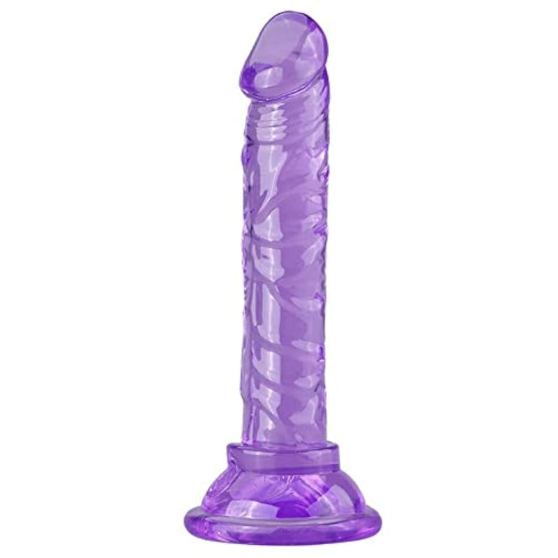 6 Inch Slim Beginner'S Veined Jelly Dildo Black