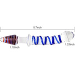 Glass Double Ended Dildo, Crystal Penis Cock Dong Anal Butt Plug Pleasure Wand With Blue Spiral For Men Women Stimulation
