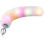 Sexy Fox Tail Anal Plug Sex Foreplay Glowing Adult Toys Fashion Role-Playing Alloy Anus Stopper Furry Pink Faux Fox Tail Couples Lover Flirting Libido Stimulation Toys (M)