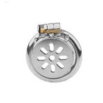 Stainless Steel Hollow Chastity Cage Flat Chastity Cage With Stainless Steel Long Conduit Male Chastity Cage Male Penis Cage Restraint Cage Male Sex Toy Chastity Lock Male Chastity Device 40Mm