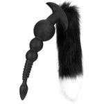 Anal Beads Anal Butt Plug With Removable Artificial Fur Fox Tail Silicone Adult Sex Toy For Prostate G-Spot Stimulation Anus Training Role Play Erotic Sex Game For Men Women Couple Black L
