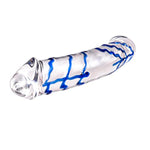 Big Double-Ended Dildos,10 Inch Clear Glass Blue Stripes Adult Sex Toys For Women