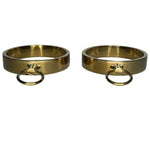 Ultra-Luxury Stainless Steel Wrist Cuffs Premium Bdsm Restraints With Velvet-Smooth Finish And O-Ring For Bondage Play Velvet Logo Storage Bag (Gold, Small)