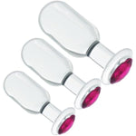 3Pcs Set Glass Anal Butt Plug With Crystal Diamond Transparent Crystal Anal Trainer Sex Toys Large Medium Small Butt Plug Anal Toys For Women Men Couples Anal Expander Training Sex Toy