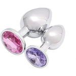2 Pcs Metal Butt Anal Trainer Jewel Butt Plug Kit S & M Woman Men For Beginners Medium/Small Anal Plug Set