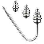 Stainless Steel Anal Training Sets, Anal Hook With 3 Interchangeable Balls, Polished Metal Anal Ball Plug With O Ring For Beginners To Advanced Users