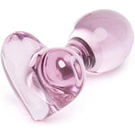 Heart Butt Plug - 3 Inch Glass Anal Plug - Firm 4 Inch Girth & Hypoallergenic - Waterproof - Pink