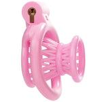 Negative Chastity Cage Sex Toy Male Set With 4 Cockrings 3D Small Chastity Devices Locked Cock Cage Nylon Reticulate Hollowing Fish Trap Shape Adult Penis Bdsm Bondage Device For Mens (Pink)