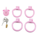 Mini Honeycomb Cock Cage Sex Toy With Invisible Lock And 4 Penis Ring Breathable Mesh Chastity Cage Bdsm Bondage Set For Men (Pink,Negative)