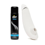 Premium 2 Gray Clitoral Suction Personal Massager Vibrator & Pjur Aqua Water Based Personal Lubricant 3.4 Fl Oz - Sex Toys For Women Bundle