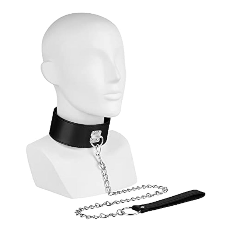 Choker With Leash And Lock - Patent Leather Bondage Collar, Restraint, Bondage, Role-Playing Games, Bdsm
