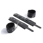 10 Pcs Bdsm Leather Bondage For Beginners Kit Adjustable Bed Restraints, Blindfold, Nipple Clamps, Fetish Whip, Ball Gag, Furry Handcuffs - Kinky Adult Sex (Black)