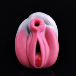 Fantasy 2 In 1 Soft Flexible Liquid Silicone Made Color Mixed Male Masturbator Silicone Men Stroker Adult Sex Product For Men Couple With Textured Enlarged Internal Tunnels Lifelike Unique Design