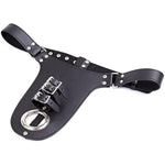 Bondage Gear Chastity Device Harness With Leather Cock For Men, Adult Men'S Bondage Leather Chastity Lock Pants, Sm Bdsm Fetish Sexy Male Lingerie Sex Toy