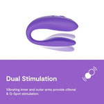 Sync Go Couples Vibrator with Travel Case | Wearable Vibrating Couples Adult Sex Toy | App Controlled G Spot & Clitoris Stimulator | Dual Stimulation with 10 Speeds | Rechargeable | Purple