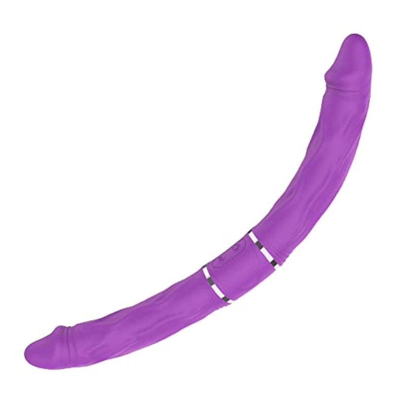 Double Headed False Penis - Couple Interactive Masturbator, Flexible Massage Stick, Experience Synchronization, Double Headed Vibration, Extra Long Dimensions, Safety Waterproof Silicone (Purple)