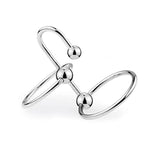 Stainless Steel Male Urethral Sounding Toy with Beads and Double Ring Hook