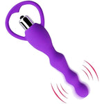 Vibrating Anal Beads Butt Plug, Graduated Design Silicone Anal Vibrator Waterproof G-Spot Anal Sex Toy For Men, Women And Couples (Pink) (Purple)
