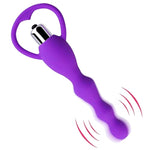 Vibrating Anal Beads Butt Plug, Graduated Design Silicone Anal Vibrator Waterproof G Spot Anal Sex Toy For Men Women And Adult (Purple)